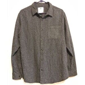 On The Byas Shirt Mens Large L  Button Black Long Sleeve Pocket Cotton